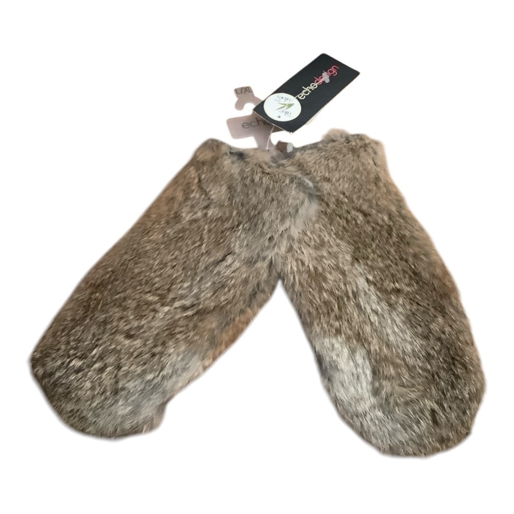 Echo Leather & Rabbit Fur Women’s Mittens L-XL Color Taupe Nude With Aloe NWT‌‌‌